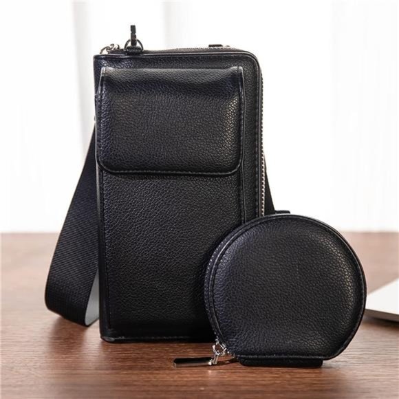 RFID Blocking Small Crossbody Cell Phone Purse for Women, Black - Picture 1 of 7